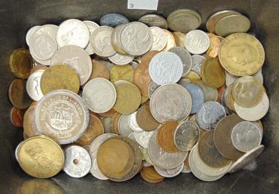 Approx. 237 World Coins: Britain, Belgium, Mexico,