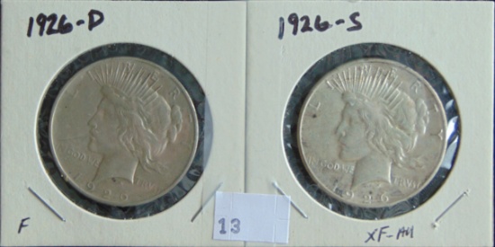1926-D, 1926-S Peace Dollars.