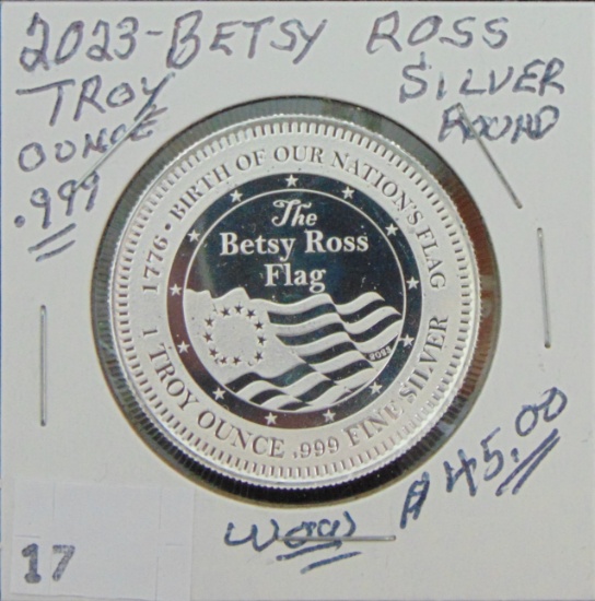 2023 Betsy Ross 1 Troy Oz. Silver Round .999