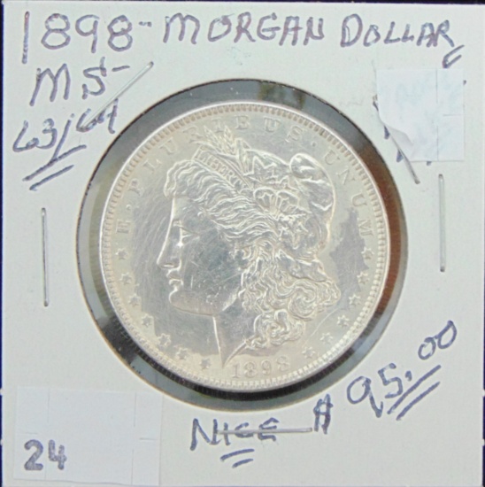 1898 Morgan Dollar MS (cleaned).