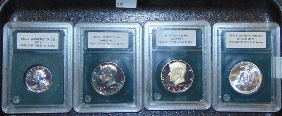 Variety of Slabbed Coins: Quarter, Half Dollars.