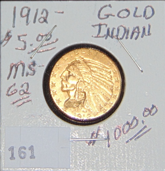 1912 $5 Gold Indian.