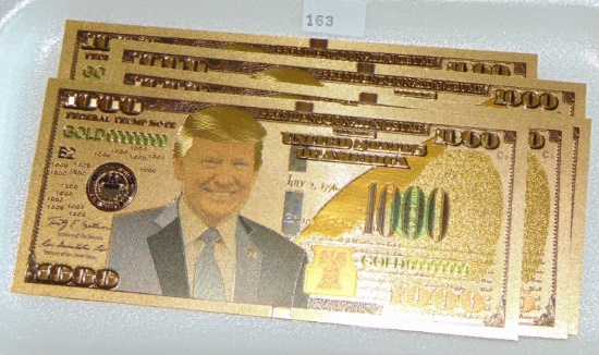 5 Trump 2024 24k Gold Foil Notes.