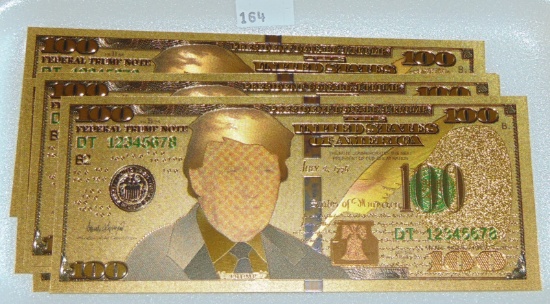 5 Trump 2024 24k Gold Foil Notes.