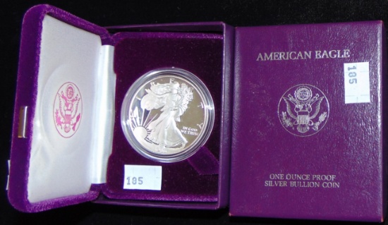 1986 Proof Silver Eagle (box, first year).