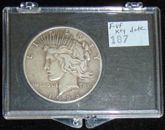 1928 Peace Dollar F-VF (key date).