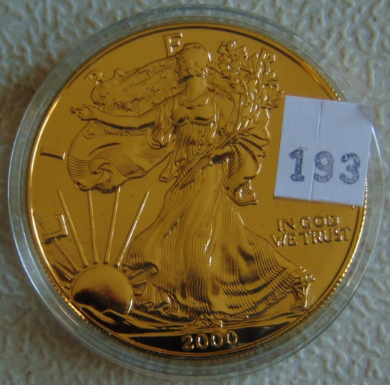 2000 24k Gold Plated Silver Eagle 1 Troy Oz. .999