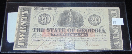 1862 State of Georgia $20 Note.