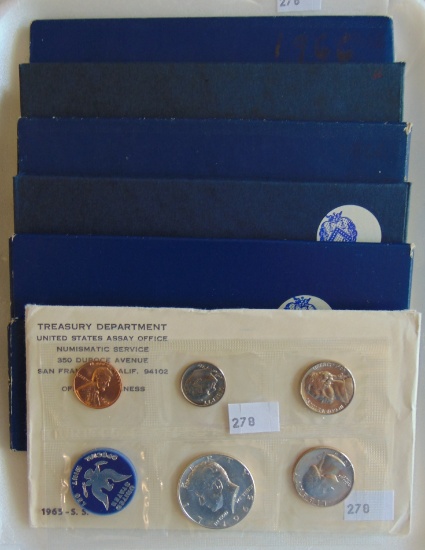7 U.S. Special Mint Sets: 1965, 3 1966, 3 1967.