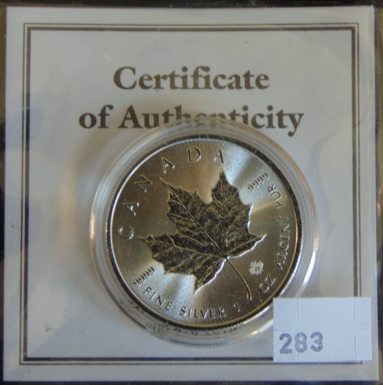 2021 Canada Maple Leaf 1 Troy Oz. .9999 Silver.