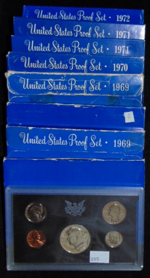 8 U.S. Proof Sets: 1968, (3) 69, 70, 71, 71, 72.
