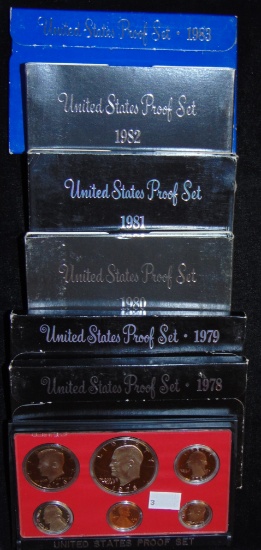 6 U.S. Proof Sets: 1978, 1979, 1980, 1981, 1982,