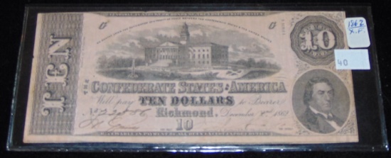 December 1862 $10 Confederate Note.