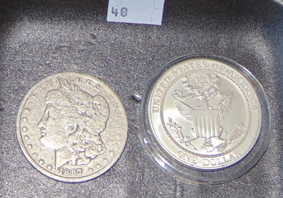 1887 Morgan Dollar. 2008 Bald Eagle Recovery Silve