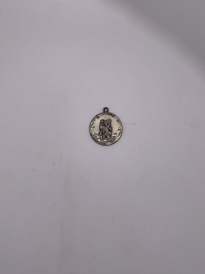 Sterling silver circular pendant .5" 5.9g