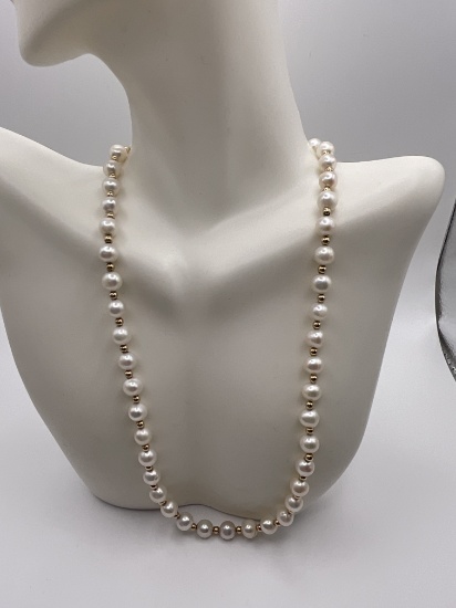 20.7g YG 14k Necklace Pearl 16"