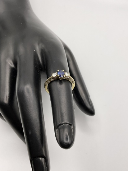 2.7g 14k YG Sapphire/Diamond Ring Size 5