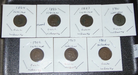 7 Indian Cents 1864-1908 (Full-Liberty).