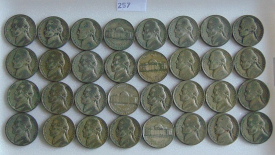 32 Silver WWII Nickels 1942-1945.