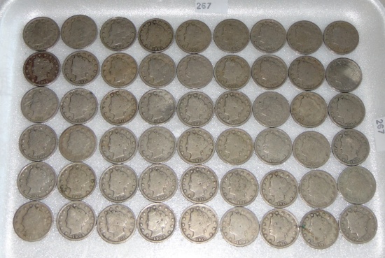 54 "V" Nickels 1895-1912.