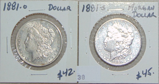 1881-O, 1881-S Morgan Dollars.