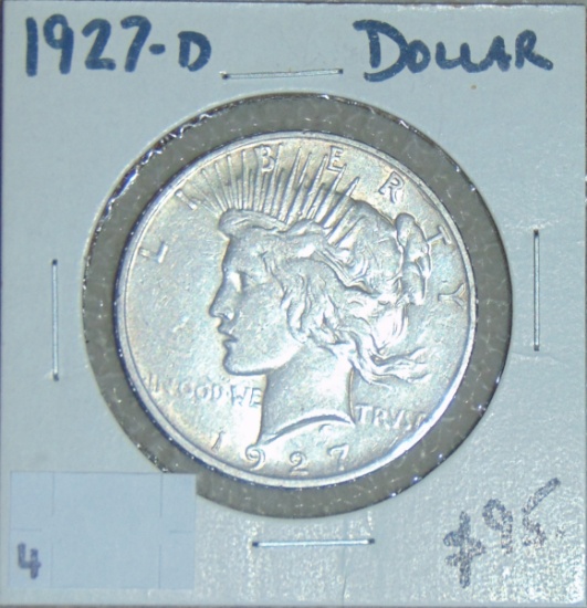 1927-D Peace Dollar VF (better date).
