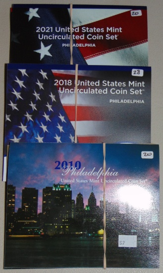 2010, 2018, 2021 U.S. Mint UNC. Sets P, D.