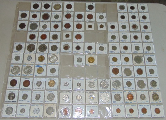 6 pages of World Coins (9 Silver coins, 1 mini).