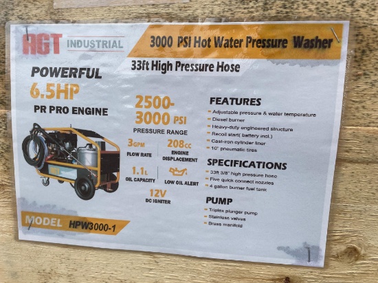New AGT HPW3000-1 Hot Water Pressure Washer
