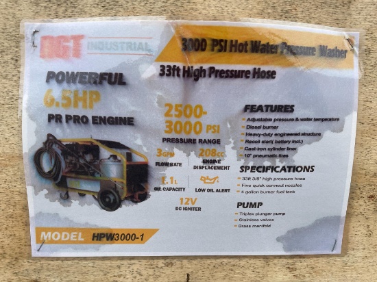 New AGT HPW3000-1 Hot Water Pressure Washer