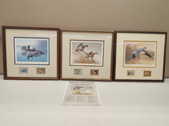 (3Pcs.) MIGRATORY BIRD STAMP FRAMED ARTWORK SETS