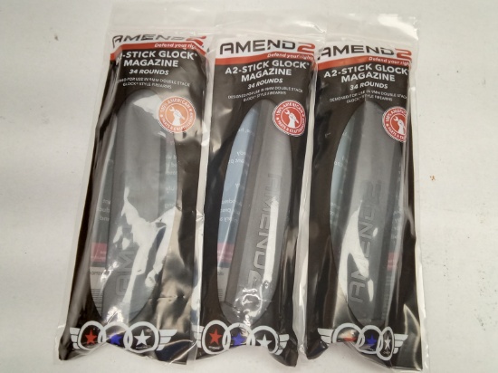 (3Pcs.) AMEND2 GLOCK STYLE 34RD 9MM MAGAZINES
