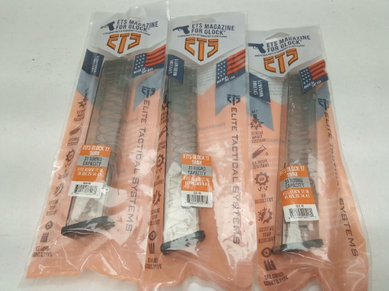 (3Pcs.) ETS GLOCK STYLE 31RD 9MM MAGAZINES