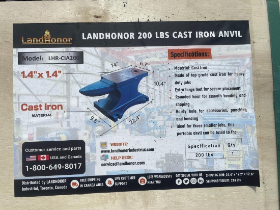 New Landhonor 200 IB Cast Iron Anvil