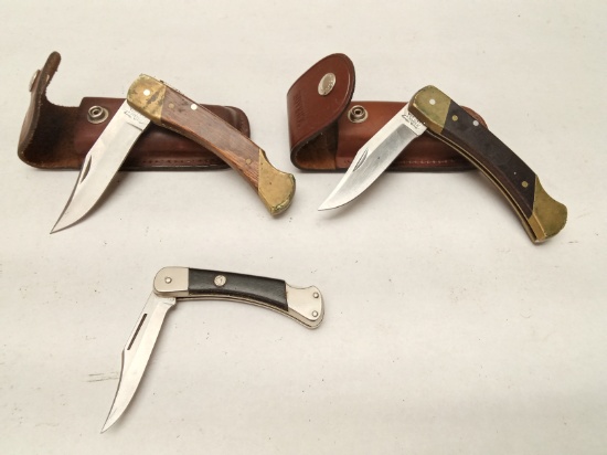 (3Pcs.) SCHRADE AND PUMA FOLDING KNIVES
