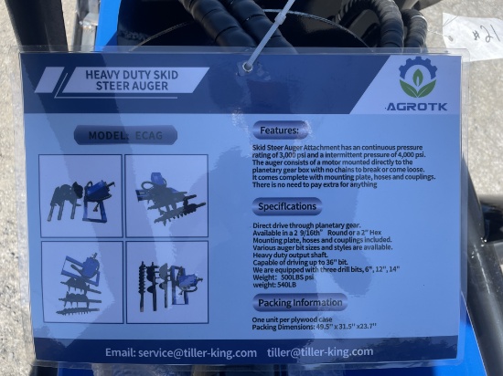New AGT ECAG Quick Attach Auger Drive W/ Bits