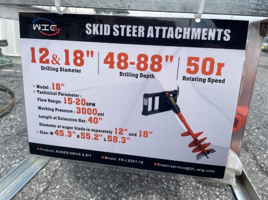 New WIG Quick Attach Auger Drive W/ Bits