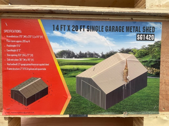New 14X20' Single Garage Metal Shed