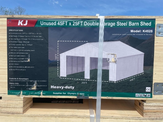 New KJ 45'X25' Double Garage Metal Shed