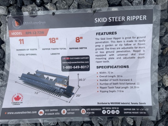 New Wolverine Quick Attach 72" Ripper