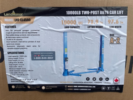 New LandHonor 10,000 IB 2 Post Car Lift