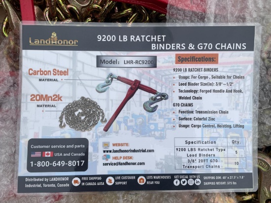 New Skid Lot Of 3/8" Binder & Chain Lot