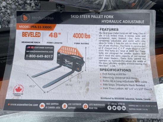 (4X) New Wolverine Quick Attach Pallet Forks
