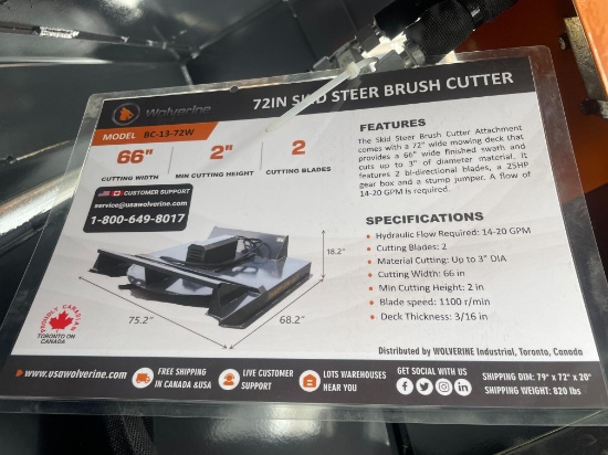 (5X) New Wolverine Quick Attach 72" Brush Cutter