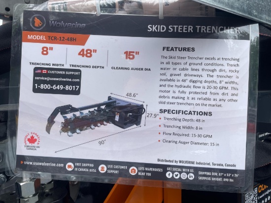 (4X) New Wolverine Quick Attach 48" Trencher