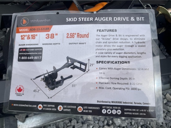 (4X) New Wolverine Quick Attach Auger Drive W/Bits
