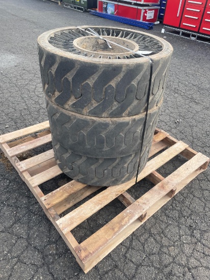 (3) Used 10N16.5 NHS Solid Flex Wheels