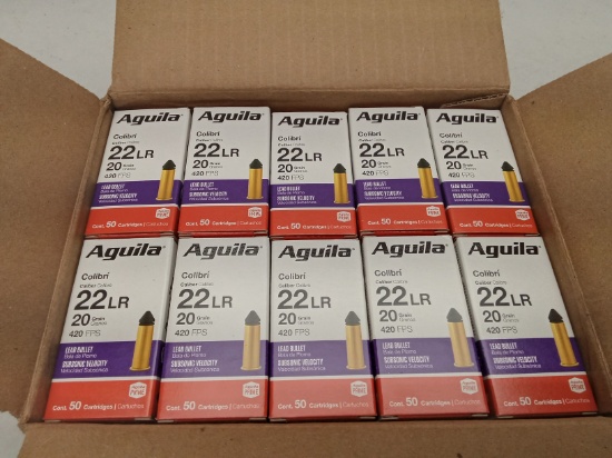 (1000Rds.) AGUILA COLIBRI .22LR 20GR LRN AMMO