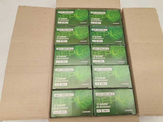 (250Rds.) NEW REPUBLIC 12GA 2-3/4" 00 BUCK AMMO