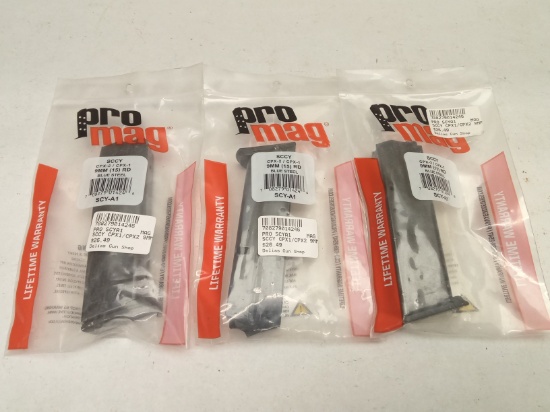 (3Pcs.) PROMAG SCCY CPX-1/CPX-2 15RD 9MM MAGS